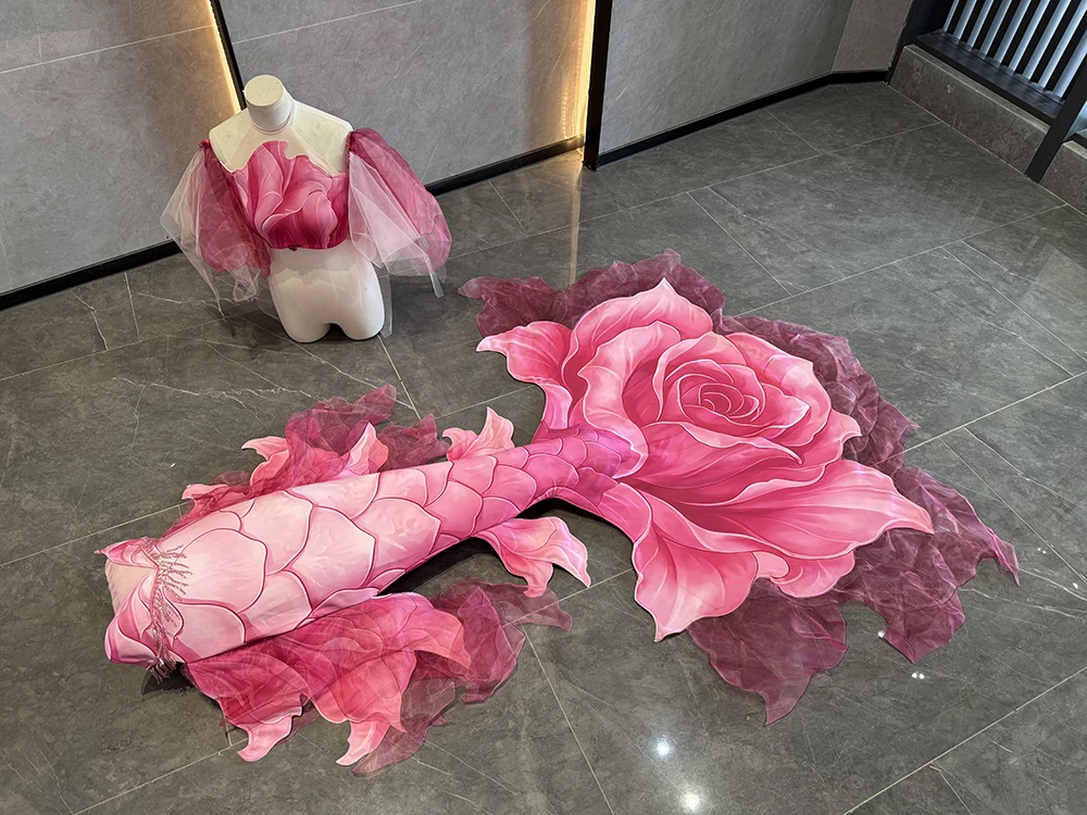Rose, Rose, Mermaid Tail Set, Aquarium Diving Shooting, Mahina Swimsuit, Cos Mermaid Diving Performance Costume