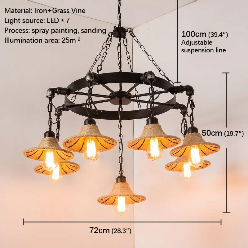 OUFULA American Retro Pendent Lamp Industrial Wind Living Room Restaurant Loft Clothing Store Cafe Bar Box Homestay Chandelier