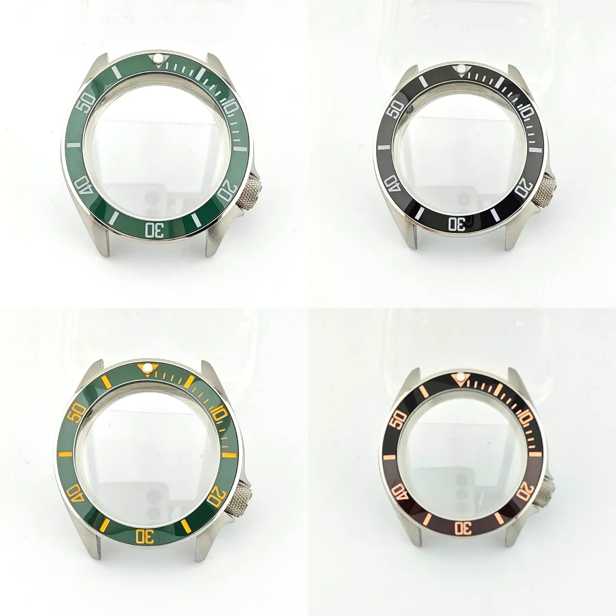 40mm Case NH Case 35 SKX007 SKX009 Screw In Crown Inlaid With Stainless Steel Sapphire Convex Glass Case Fit 35/36 Movement