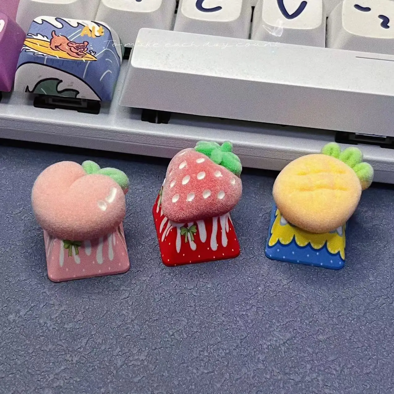 DIY Cartoon Fruit Strawberry Keycap Cross Axis Custom Gift Mechanical Keyboard Pineapple Peach Keyboard Keycap