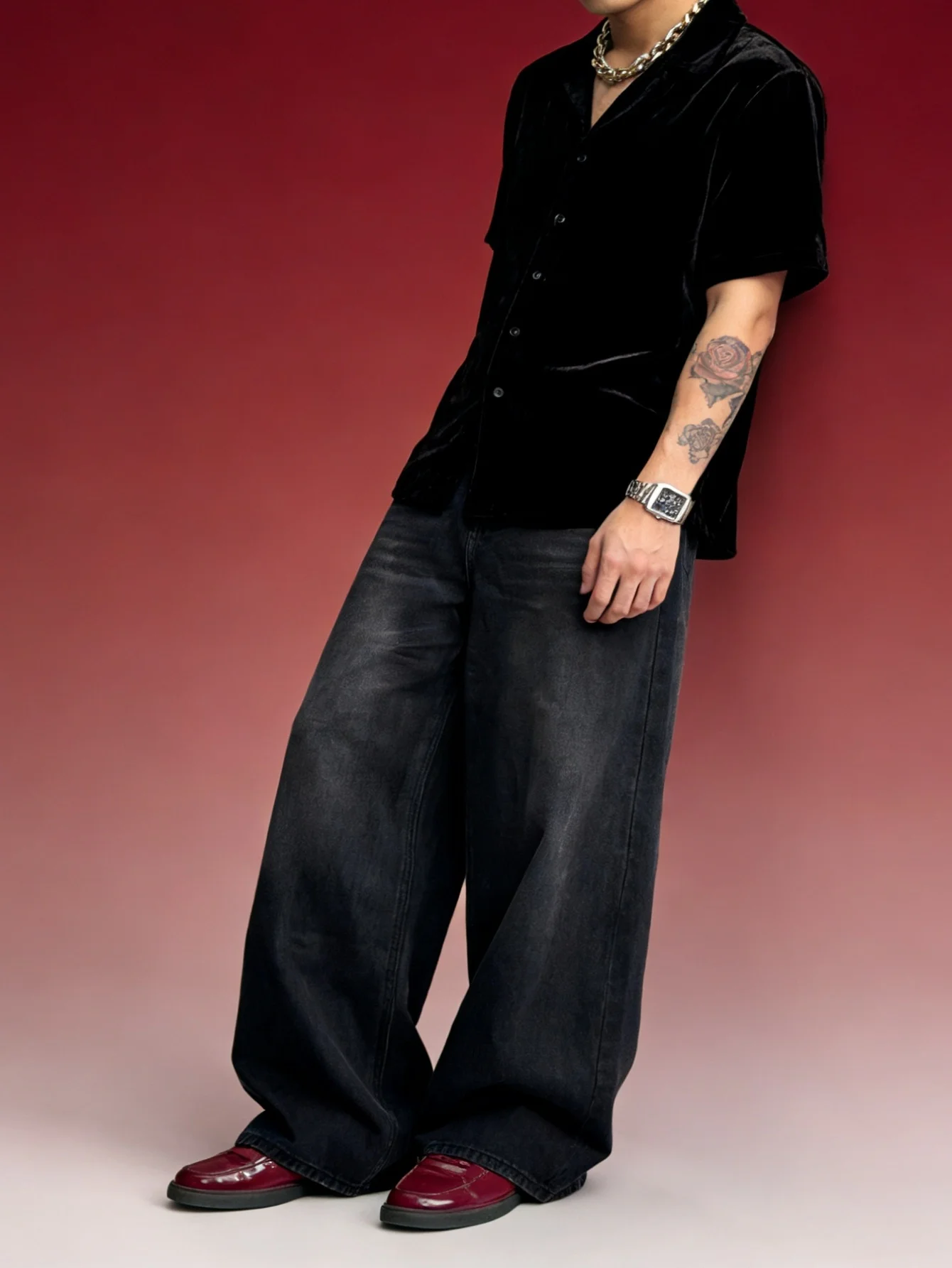 

Retro Y2K Men's Wide-leg Jeans Casual Pants For Daily Wear No Accessories Included