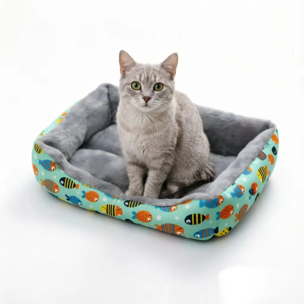 Cama alfombra con peces para gatos y perros – Antideslizante interior - imagen 4