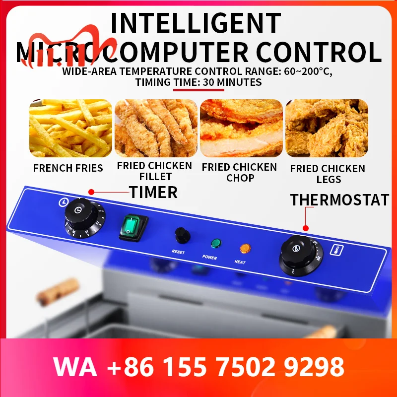 6 fryer, large capacity desktop single-cylinder deep-fried dough stick fryer, fried chicken chop fryer