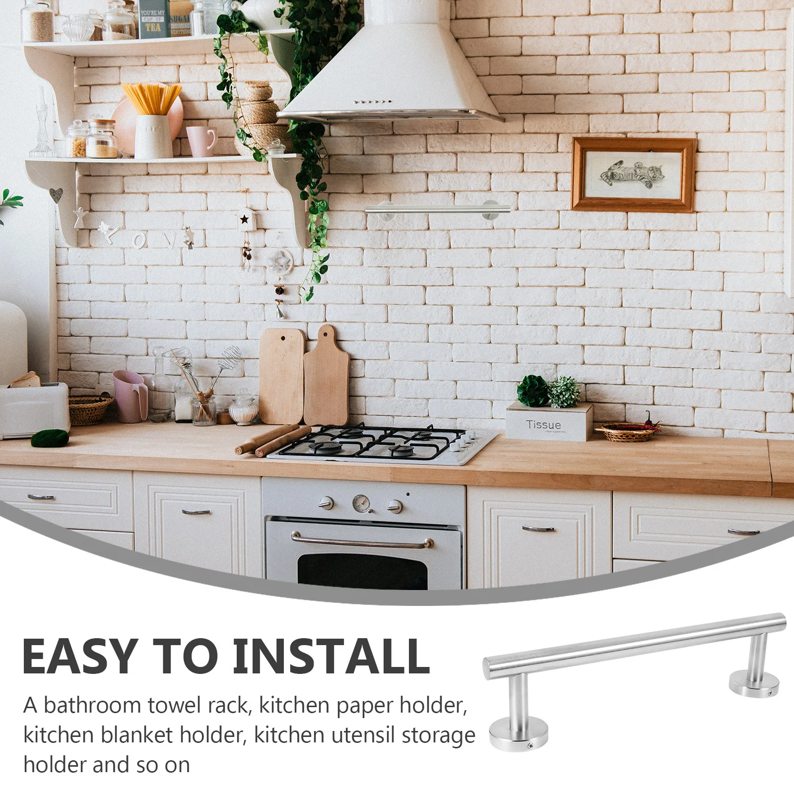 

1Pcs Stainless Steel Towel Bar Wall Mounted Bathroom Kitchen Laundry Room Rack Space Saving Organizer Smooth Edge Safe Design