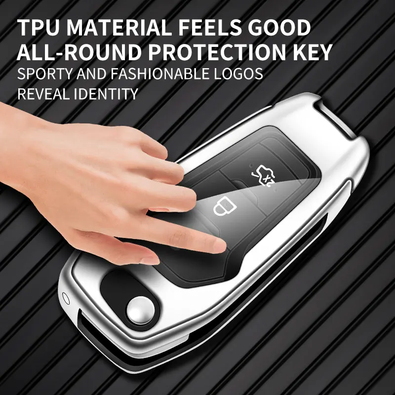 New car TPU zinc alloy key case suitable for Ford Ranger 2018 car key cover car metal key case car interior accessories