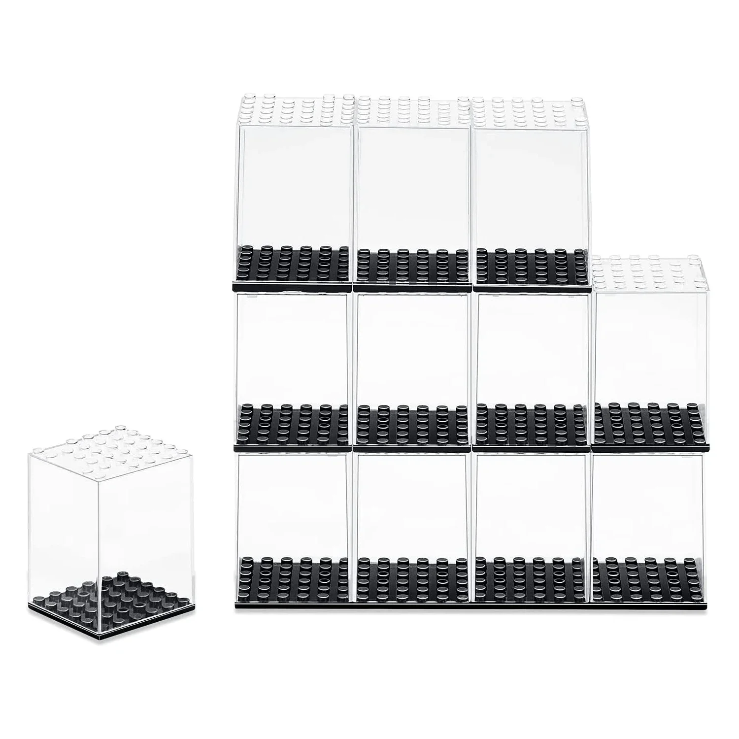 12/16/24pcsSmall Figure Display Box, Acrylic Block Display Box, LEGO Small Figure Toy Storage Box Stackable Storage Square Box