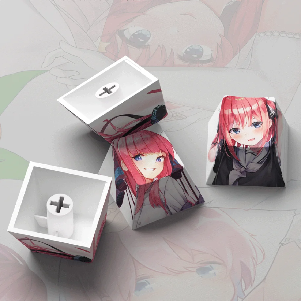 The Quintessential Quintuplets PBT 4 Keycaps Anime Nakano Ichika Nino Miku Keycaps Five Sides Height Anime Print Key Caps Decor