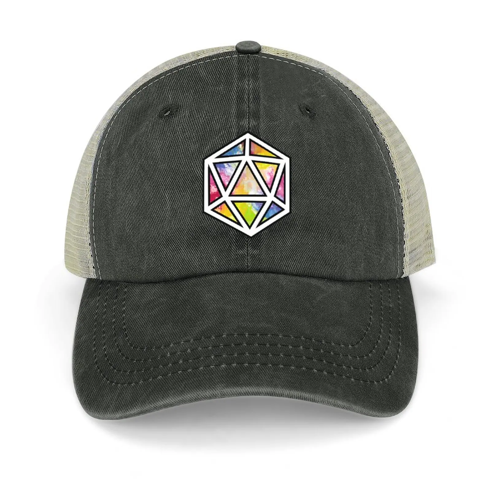 

D20 Rainbow Splash - Acrylic Pour Baseball Cap Hat Beach Sun Cap fishing caps man beach hat Women's Hats 2025 Men's
