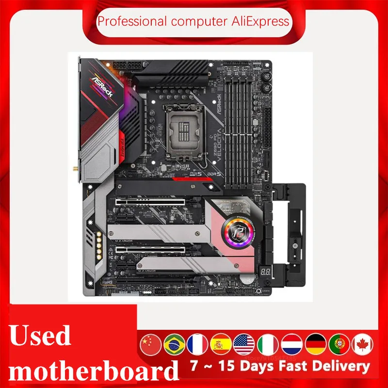 For ASRock Z690 PG Velocita Original Desktop For Intel Z690 DDR5 Motherboard LGA 1700 i7/i5/i3 board Used Mainboard