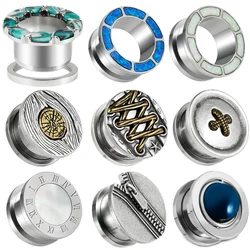 PAIR Stainless Steel Silvery Nine Styles Ear Plugs Expanders Piercing Screw Ear Gauges Earring Stretchers Body Piercing Jewelry