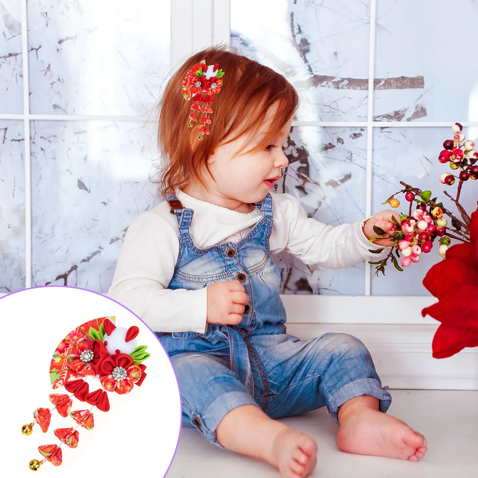 

Прекрасная заколка для волос в виде кролика с тканевым цветком и кисточкой, в ретро-стиле, головной убор в стиле Ханьфу для женщин, подходит для кудрявых или прямых волос.