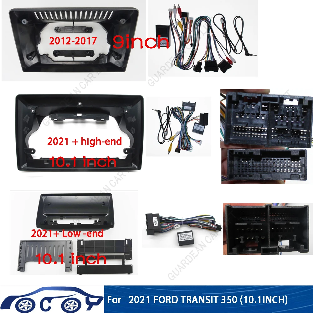 10 Inch Car Radio Fascias For Ford Transit Custom V363 2017-2023 Android Stereo Frame 2 Din Panel Trim With Cable canbus decodin