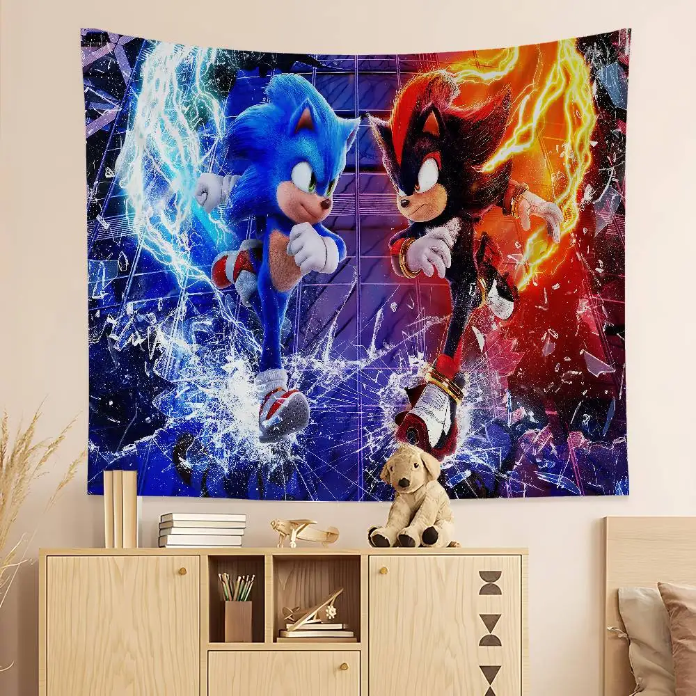 Cartoon S-Sonics Colorful Tapestry Wall Hanging Cheap Hippie Wall Hanging Bohemian Wall Tapestries Mandala Wall Hanging Sheets