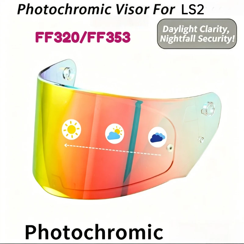 Repalce Photochromic Visor Fits For LS2 FF320 FF353 Helmet Red&Blue M-XXL Size Windshield UV Protection Motor Helmet Accessories