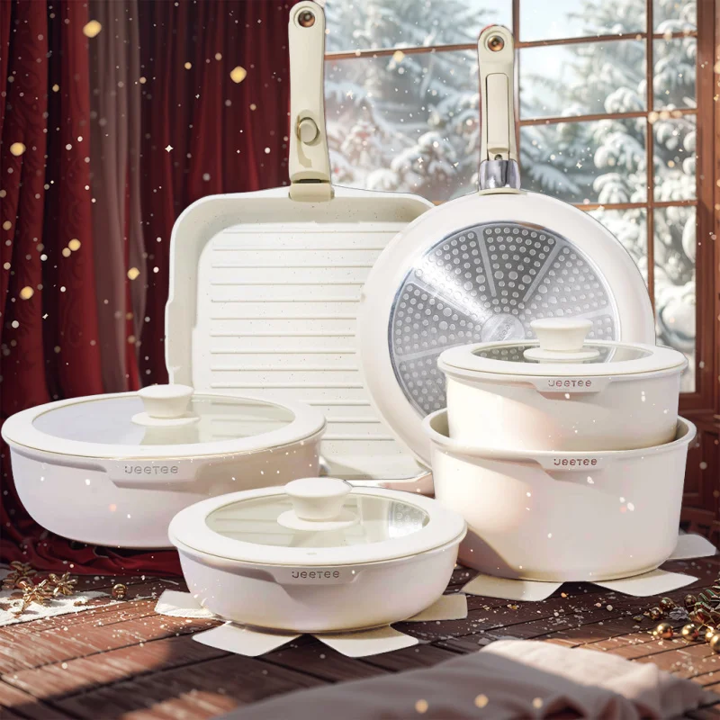 

Nonstick Induction Cookware Pots And Pans Set Kitchen Cookware Sets RV Cookware Set With Detachable Handle Shipping From The USA