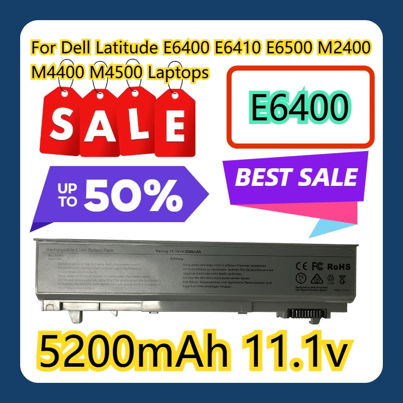 

For Dell Latitude E6400 E6410 E6500 M2400 M4400 M4500 5200mAh 11.1v Laptops