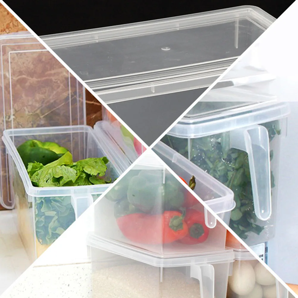 

2pcs Fresh-Keeping Food Storage Container with Handle Lid Reusable Sealed Box Organizing Dry Fruits Vegetables Refrigerator