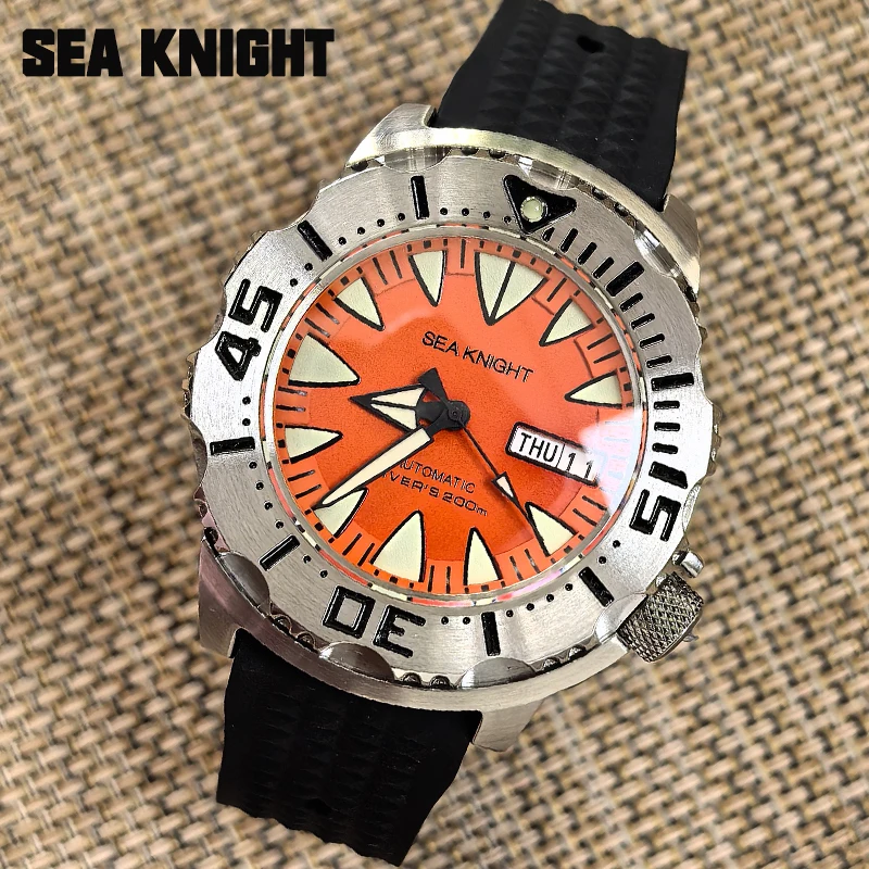 Sea knight V2 Monster męski automatyczny zegarek dla nurka Luminous szafirowy kryształ 20Bar wodoodporny zegarek mechaniczny ze stali nierdzewnej NH36