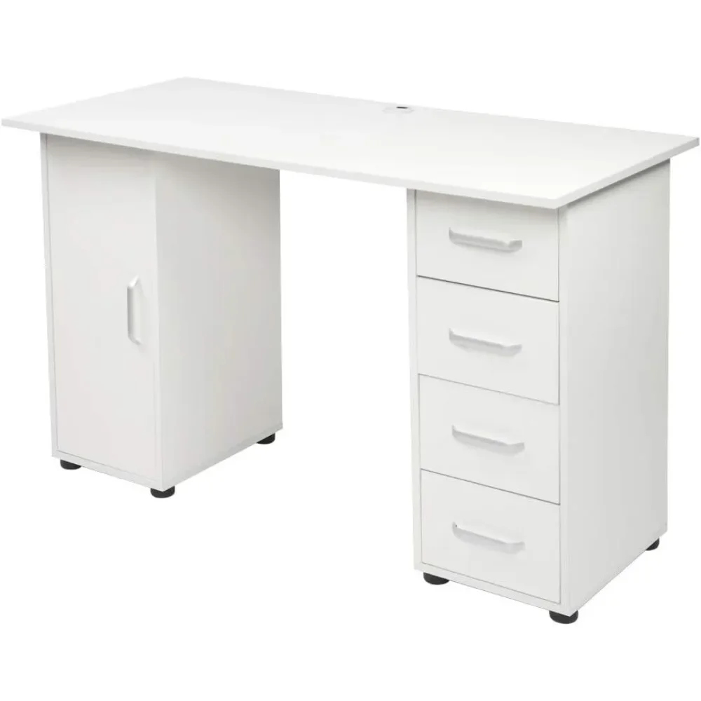 Nail Tables Manicure Table Station,Manicure Table Beauty Salon Equipment with Drawers, White Computer Desk, Nail Tables