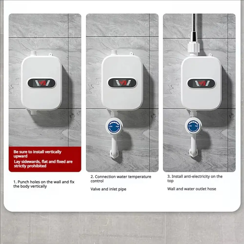 LCD Temperature Display Instant Electric Water Heater Waterproof 3500 W Power Electric Shower Heater Fast Heating Quick Heating