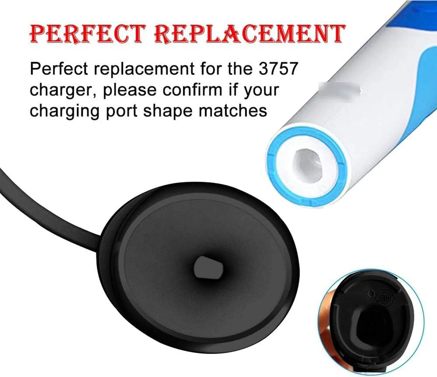Ersatz-Ladegerät für elektrische Zahnbürsten von Braun Oral-B, Modell 3757, für Oral B Original Pro SmartSeries und die meisten Zahnbürsten, Wate