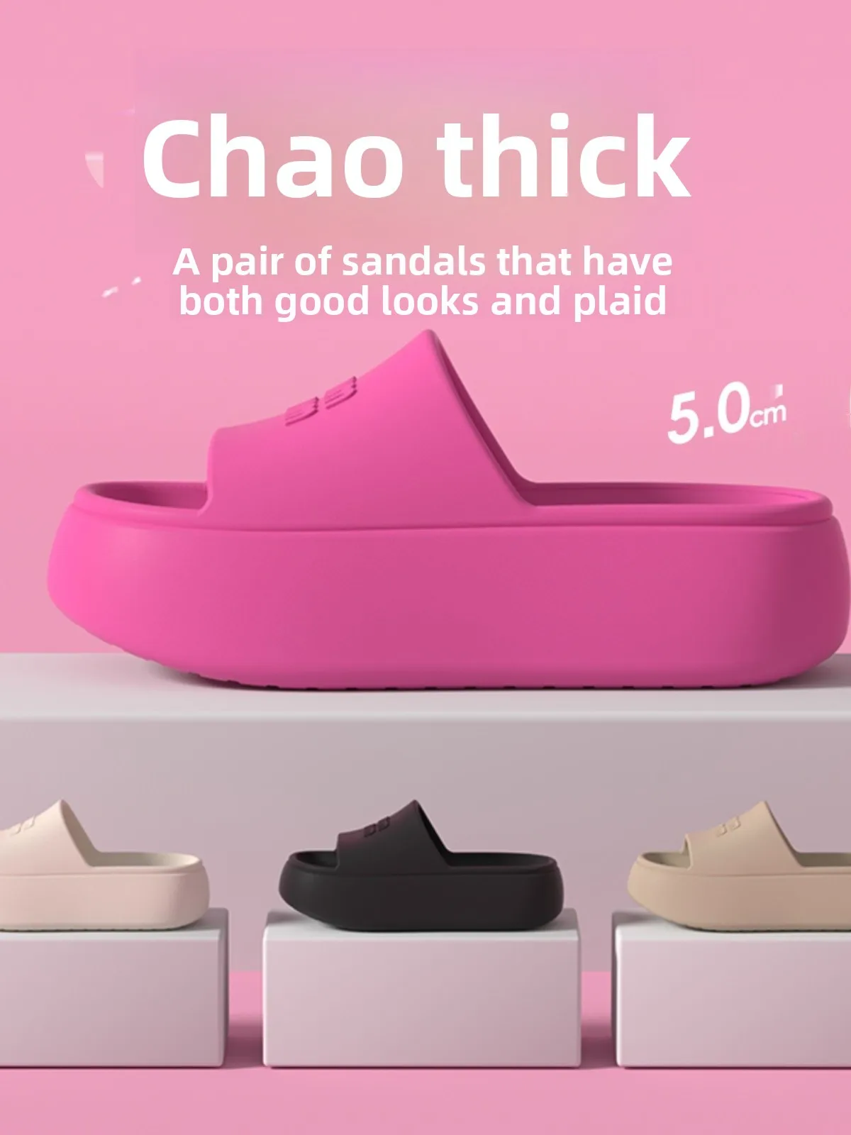 

Women's Summer Outdoor Wear Toe-Open Slippers Thi Heel Anti-Slip Home Slippers Comfortable Breathable Slip-On oes