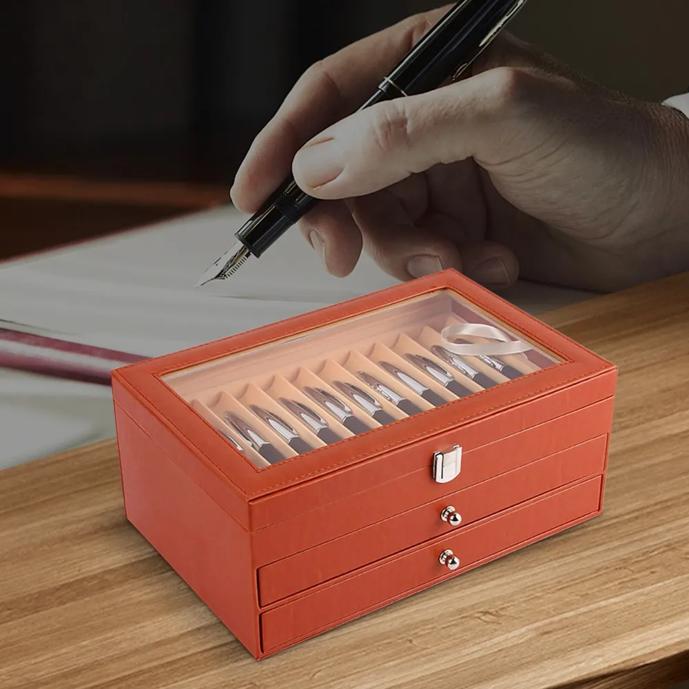 

36 Fountain Pen Display Box Holder Leather Storage Collector Organizer Box Slot