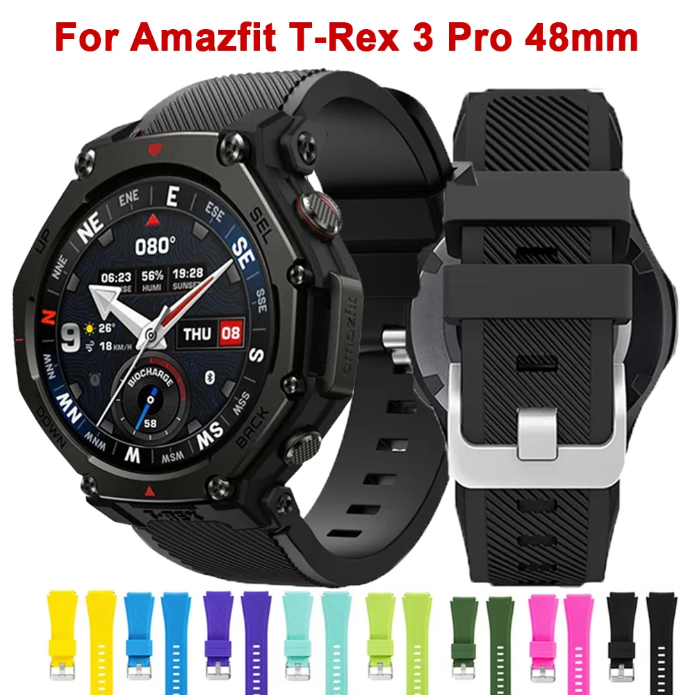 Silikonarmband für Amazfit T-Rex 3 Pro 48mm Uhrenarmband 22mm Uhrenband Sportarmband für Amazfit Balance /GTR 4 3 2/Helio/Bip 5