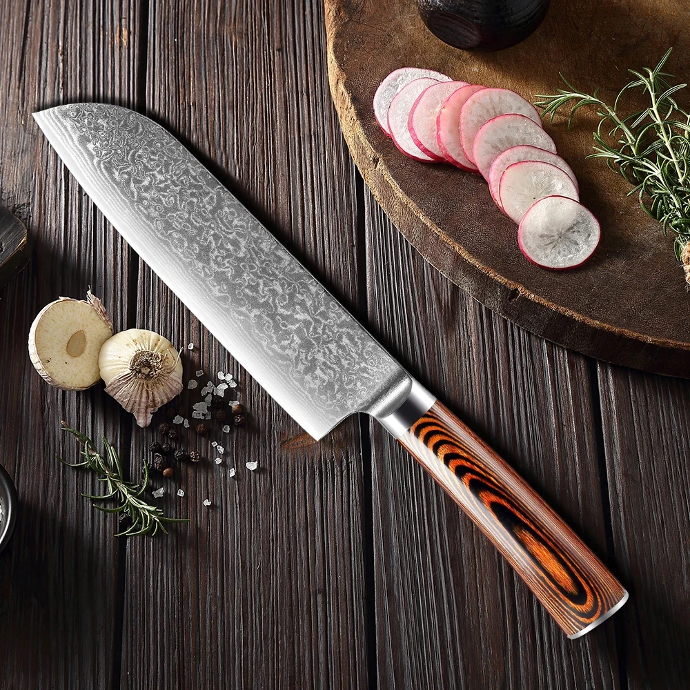 Kitchen Knife Santoku Knife 7 Inch Damascus Steel Asian Santoku Knives Vegetable and Cooking Beautiful & Stylish Great for Gifts