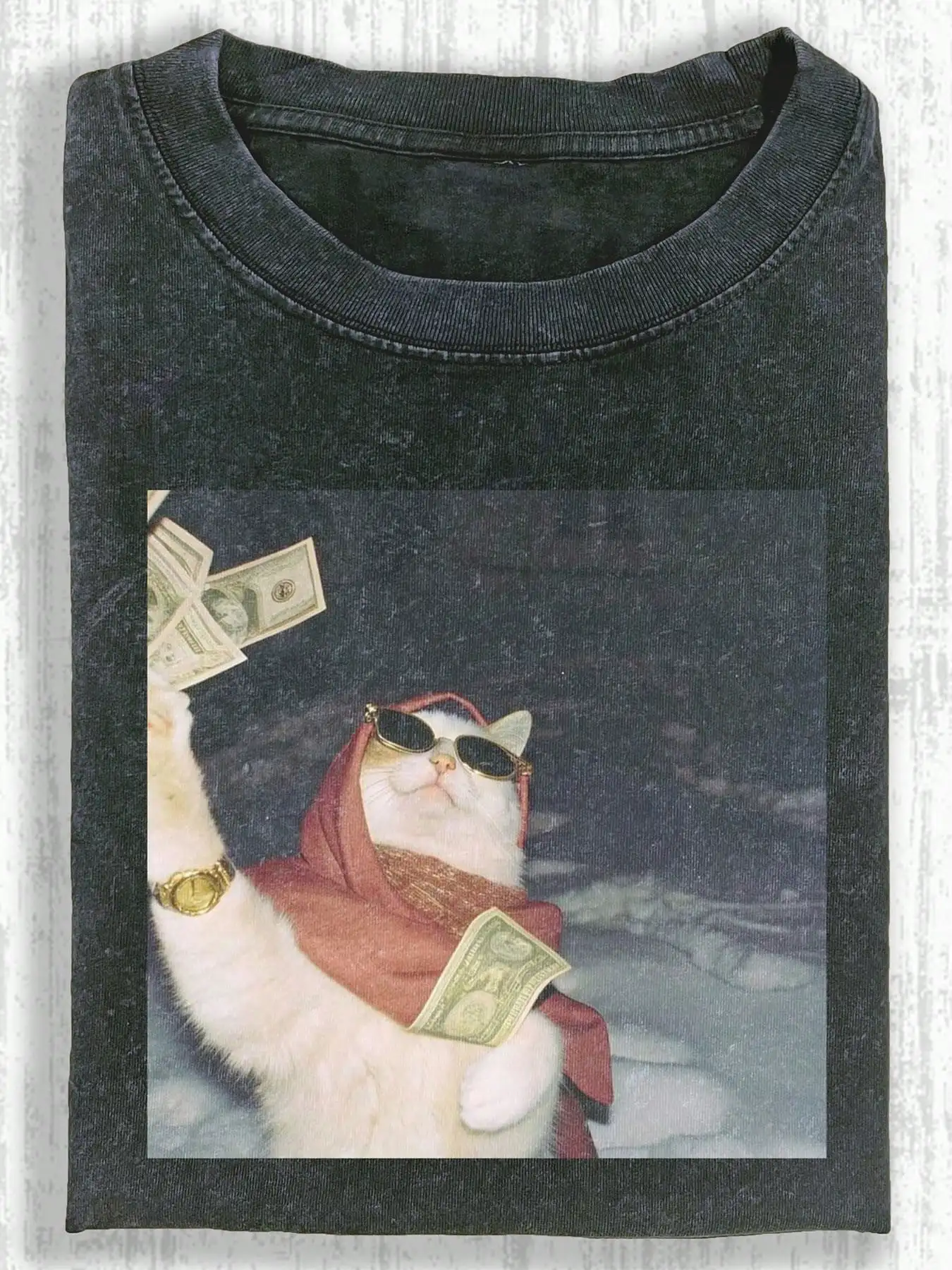 

Черная футболка с забавным рисунком кота, хлопковая футболка в ретро-стиле для мужчин, летняя повседневная одежда