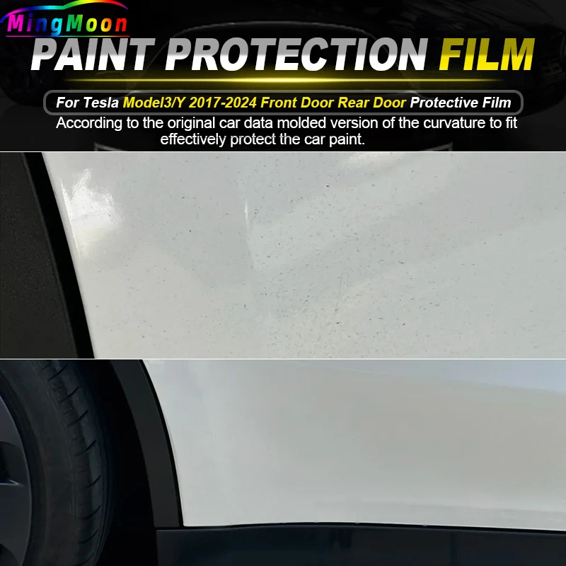 For Tesla Model3/Y 2017-2024 Front Door Rear Door Protective Film Invisible Car Clothing TPU Film Decoration Special Accessories