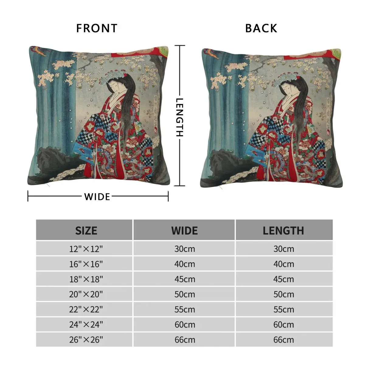 Ukiyo-E Classic Geisha Lady Square Pillowcase Polyester Linen Velvet Creative Zip Decorative Pillow Case Home Cushion Cover