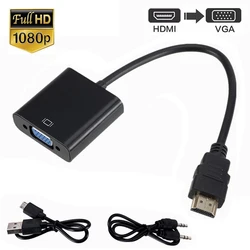 HD 1080P HDMI To VGA Converter HDMI Cable With Audio Power Supply HDMI Male To VGA Female Adapter For PS4 TV Box xbox TV Laptop