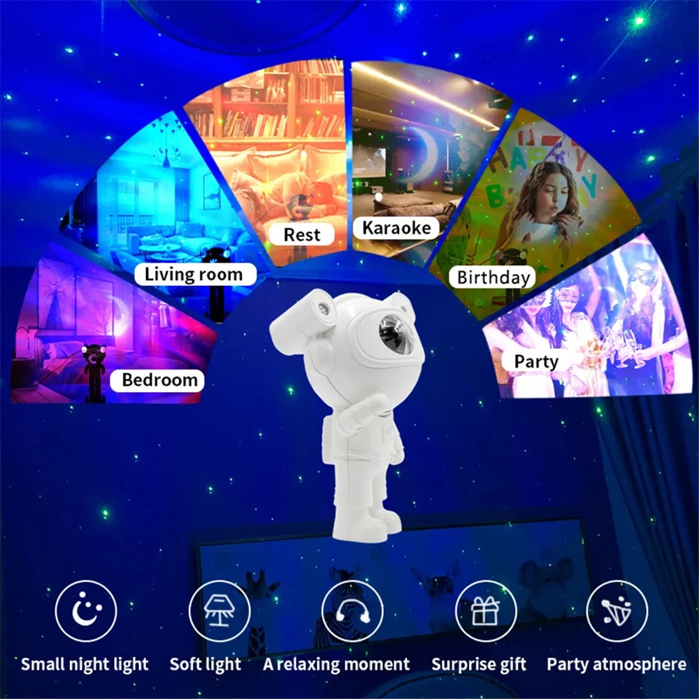 New Starry Sky Moon Star Galaxy Projector Night Light Astronaut Nebula Galaxy Lighting Night Lamp for Children Gifts