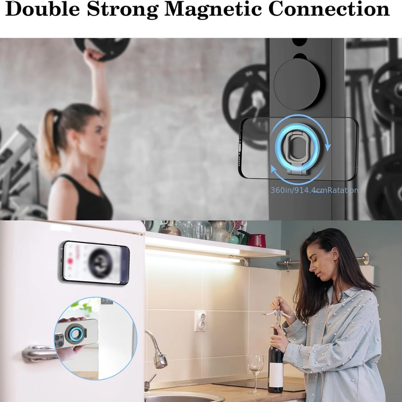 Double-sided mobile phone holder, magnetic ring buckle, bracket type magnetic grip 360 degree rotation, magnetic ring support, foldable bracket, suitable for magnetic iPhone 17/16/15/14/13/12 Pro Max car mobile phone holder view 6