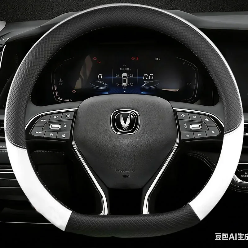 Car Anti-slip Embossed PU Leather Steering Wheel Cover For Changan UNI-K CS35 CX70 CS85 CS55 CS75 CS15 Alsvin UNI-T Hunter CS95