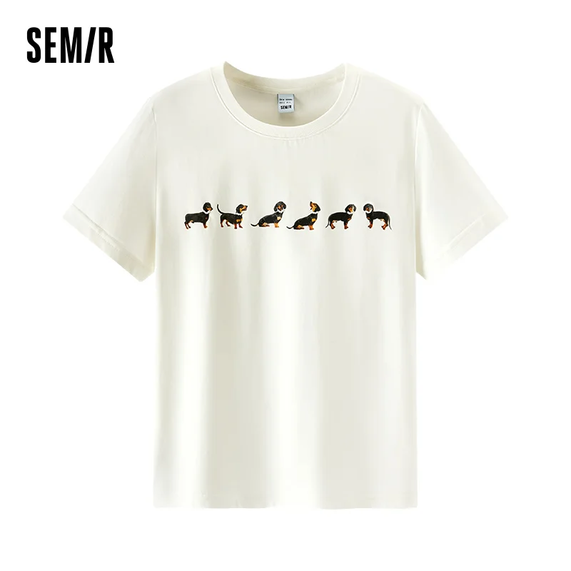 Semir Damen-T-Shirt 2026 mit Hundemotiv, Pullover, niedlicher, modischer, lässiger Stil, weich, bequem, für den Alltag geeignet