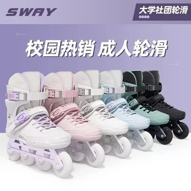 85A Single-row Roller Skating Boots, Flat Shock Absorption Inline Skates for Adult College Beginner Men & Women