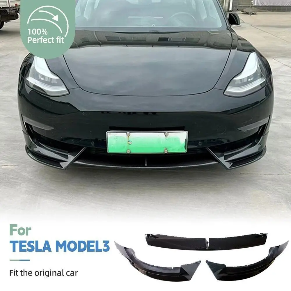 For Tesla model 3 2017-2023 Front Bumper Lip Diffuser Spoiler Chin Splitters Kit