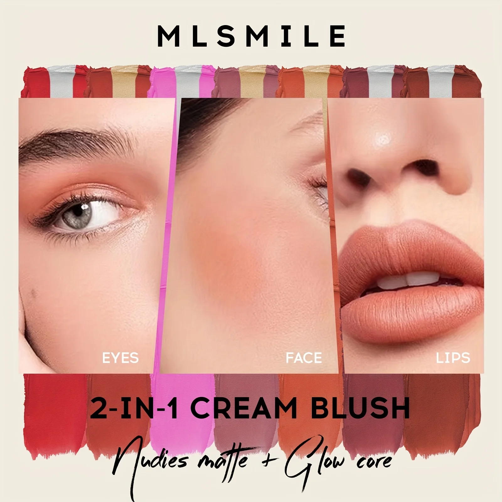 Double Shade Cream Blush Stick, 2 em 1, impermeável, duradouro, fácil de aplicar, Soft Glow Core