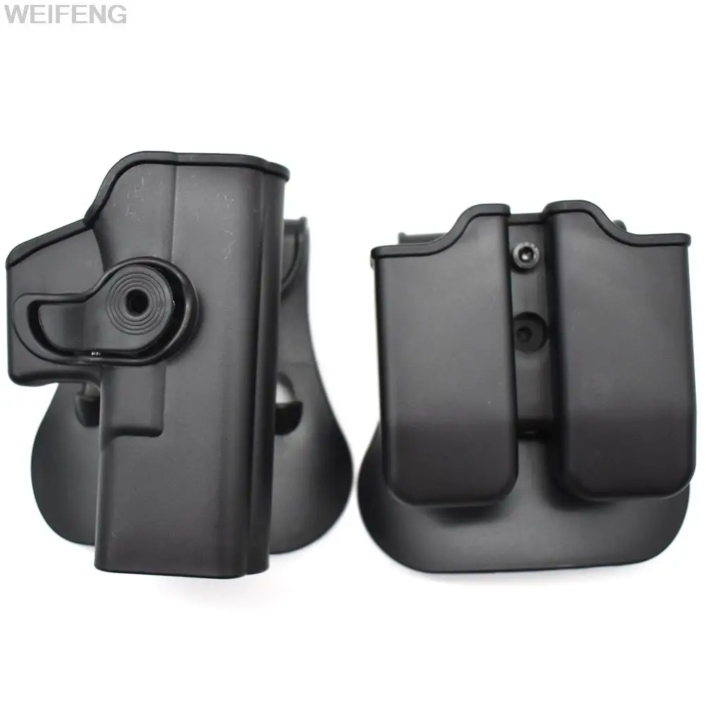 Tactical Holster for Glock 17 19 Gen1-4 Case Holster Waist Paddle Carry with 9mm Double Mag Pouch Hunting Accessories