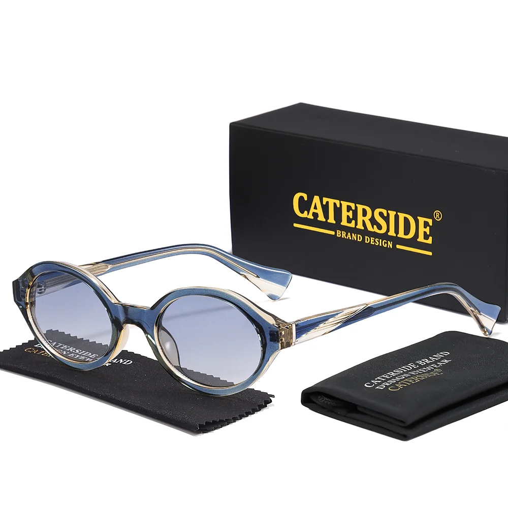 CATERSIDE Retro Damen-Sonnenbrille mit ovalen Gläsern und hochwertigen, dicken Rahmen, Herren-Brille für Outdoor-Fahrten, modische Street-Style-Brille, UV40 – Detail 10