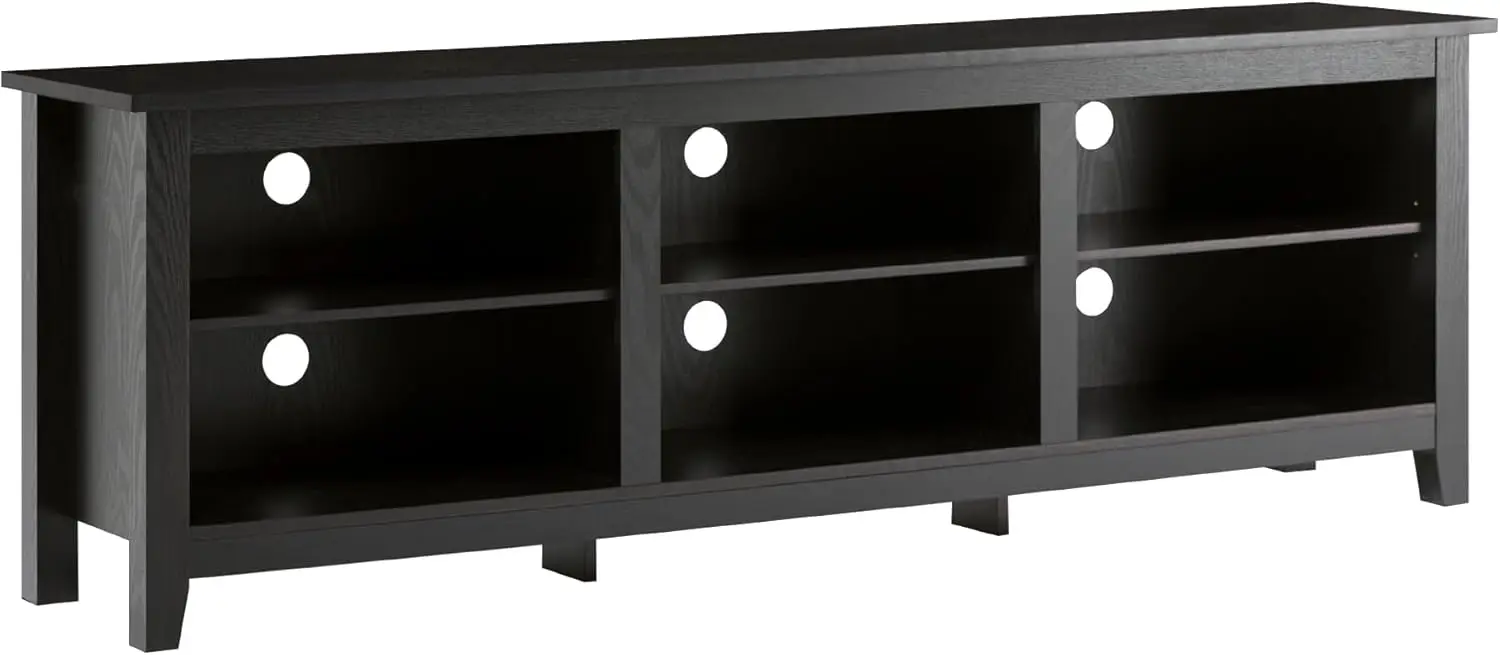 Walker Edison Wren Classic 6 Cubby TV Stand for TVs up to 80 Inches, 70 Inch, Black