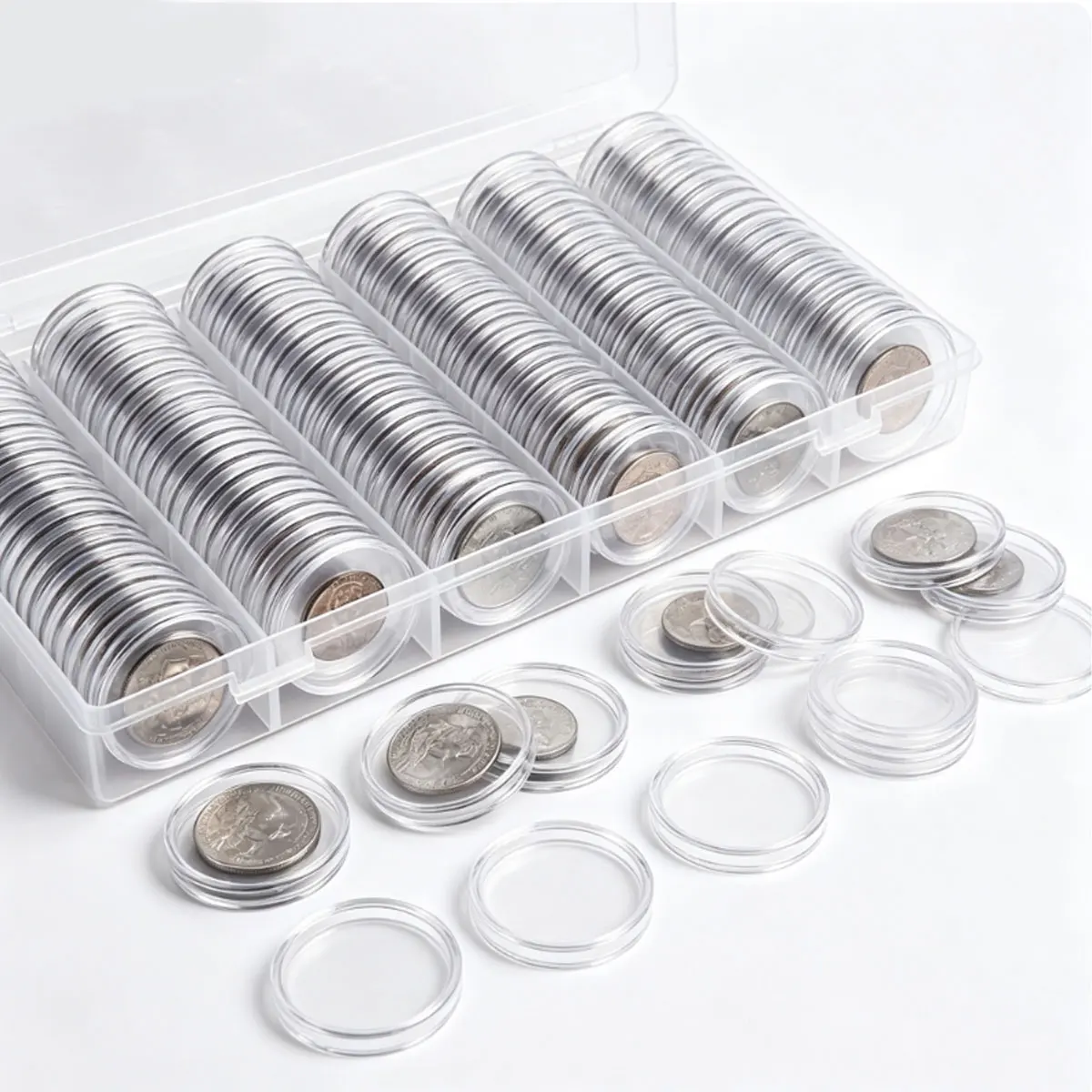 100 cápsulas protectoras transparentes para monedas de 30 mm, estuches de plástico para exhibir y preservar colecciones conmemorativas ZSY
