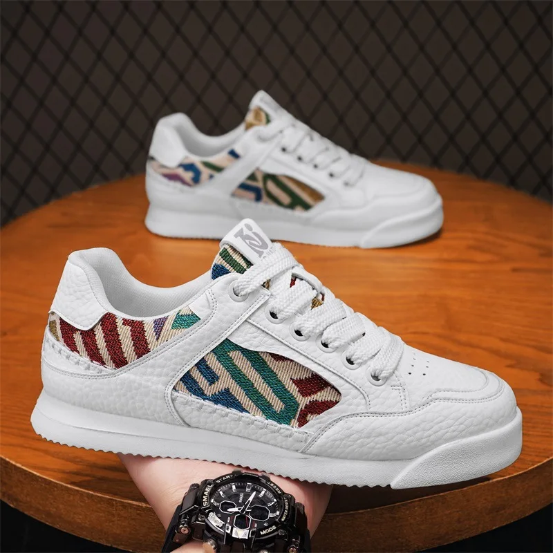 

Men's Spring Versatile Leather Surface Casual Sports Shoes Anti-Slip Outdoor Running Shoes Youth Style Board Shoes