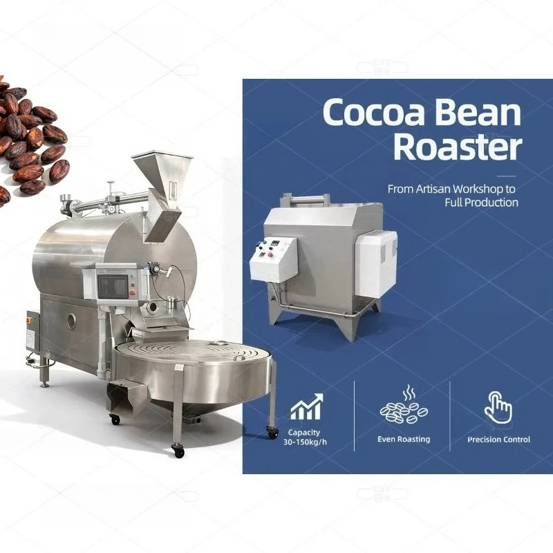 Customized Automatic Cocoa Bean Roaster Machine and Peeling Machine Suitable for Chocolate Brean to bar  Process Cocoa Nibs