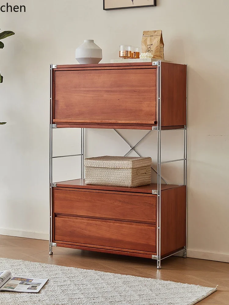 Solid Wood Chest of Drawers Sideboard Changhong Glass Wall-Mounted Integrated Small Kitchen Storage Wine Cabinet