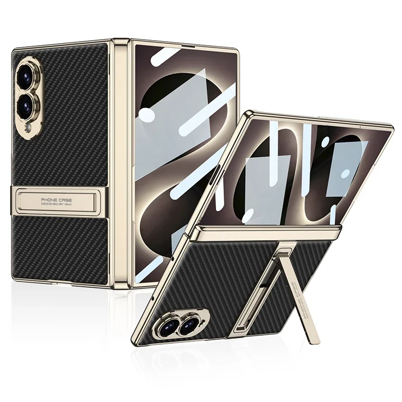 For Samsung Galaxy Z Fold 8 Wide Case Electroplate Skin-Friendly Matte Built-in Bracket Folding Hinge With Tempered Film Cover