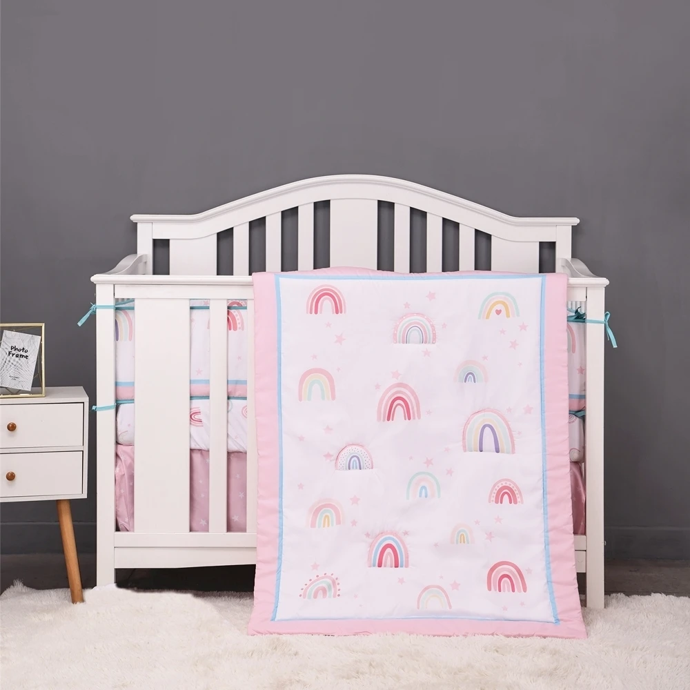 

7Pcs Crib Bedding Set for Boys Girls Nursery Baby Bedding Set Crib Sheet Set Infant (4Bumper Crib Sheet Comforter Crib Skirt)