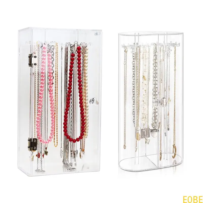 

E0BE 2 Jewelry Box with Handle Stainless Steel Hinge Market Jewelry Store Displaying Acrylic Jewelry for Case Clear